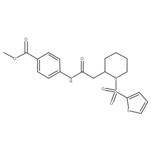 Methyl 4-(2-(1-(thiophen-2-ylsulfonyl)piperidin-2-yl)acetamido)benzoate结构式
