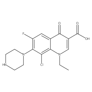 8-Chloro-1-ethyl-6-fluoro-1,4-dihydro-4-oxo-7-(1-piperazinyl)-3-quinolinecarboxylic acid Structure