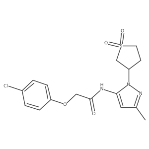 2-(4-chlorophenoxy)-N-(1-(1,1-dioxidotetrahydrothiophen-3-yl)-3-methyl-1H-pyrazol-5-yl)acetamide结构式