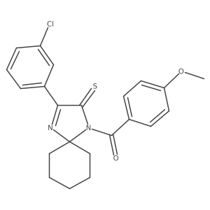 3-(3-Chlorophenyl)-1-(4-methoxybenzoyl)-1,4-diazaspiro[4.5]dec-3-ene-2-thione Structure