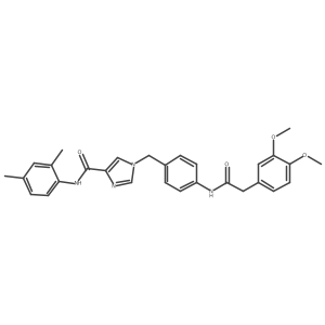 1-({4-[2-(3,4-dimethoxyphenyl)acetamido]phenyl}methyl)-N-(2,4-dimethylphenyl)-1H-imidazole-4-carboxamide结构式
