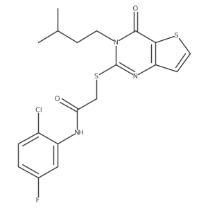 N-(2-chloro-5-fluorophenyl)-2-{[3-(3-methylbutyl)-4-oxo-3,4-dihydrothieno[3,2-d]pyrimidin-2-yl]sulfanyl}acetamide结构式