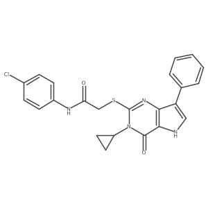 N-(4-chlorophenyl)-2-((3-cyclopropyl-4-oxo-7-phenyl-4,5-dihydro-3H-pyrrolo[3,2-d]pyrimidin-2-yl)thio)acetamide结构式