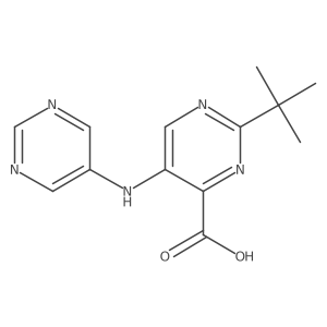 2-(Tert-butyl)-5-(pyrimidin-5-ylamino)pyrimidine-4-carboxylic acid结构式