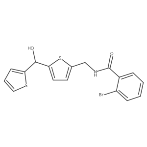 2-bromo-N-((5-(hydroxy(thiophen-2-yl)methyl)thiophen-2-yl)methyl)benzamide结构式