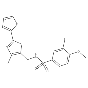 3-fluoro-N-((2-(furan-2-yl)-4-methylthiazol-5-yl)methyl)-4-methoxybenzenesulfonamide结构式