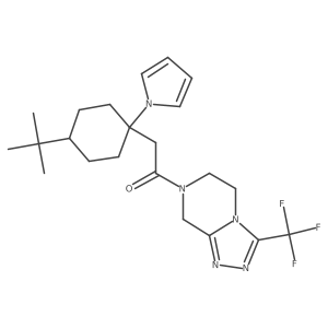 2-[4-tert-butyl-1-(1H-pyrrol-1-yl)cyclohexyl]-1-[3-(trifluoromethyl)-5,6-dihydro[1,2,4]triazolo[4,3-a]pyrazin-7(8H)-yl]ethanone结构式