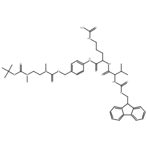 Fmoc-Val-Cit-PAB-NMeCH2CH2NMe-Boc结构式