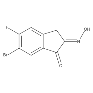 (E)-6-Bromo-5-fluoro-2-(hydroxyimino)-2,3-dihydro-1H-inden-1-one Structure