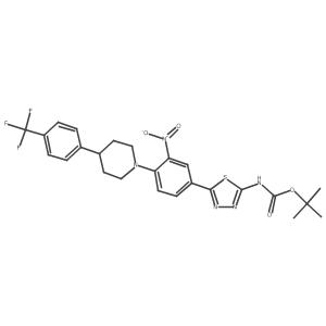 Tert-butyl (5-(3-nitro-4-(4-(4-(trifluoromethyl)phenyl)piperidin-1-YL)phenyl)-1,3,4-thiadiazol-2-YL)carbamate Structure