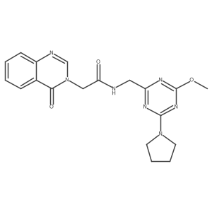 N-((4-methoxy-6-(pyrrolidin-1-yl)-1,3,5-triazin-2-yl)methyl)-2-(4-oxoquinazolin-3(4H)-yl)acetamide结构式
