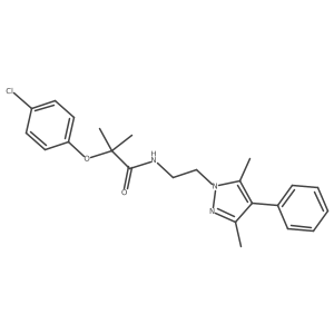 2-(4-chlorophenoxy)-N-[2-(3,5-dimethyl-4-phenyl-1H-pyrazol-1-yl)ethyl]-2-methylpropanamide Structure