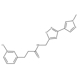 3-(3-chlorophenyl)-N-((3-(1-methyl-1H-pyrazol-4-yl)-1,2,4-oxadiazol-5-yl)methyl)propanamide Structure