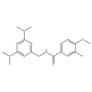 N-((4,6-bis(dimethylamino)-1,3,5-triazin-2-yl)methyl)-3-fluoro-4-methoxybenzamide结构式