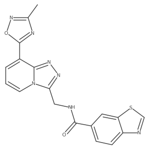 N-((8-(3-methyl-1,2,4-oxadiazol-5-yl)-[1,2,4]triazolo[4,3-a]pyridin-3-yl)methyl)benzo[d]thiazole-6-carboxamide结构式