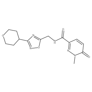 1-methyl-6-oxo-N-((3-(tetrahydro-2H-pyran-4-yl)-1,2,4-oxadiazol-5-yl)methyl)-1,6-dihydropyridazine-3-carboxamide结构式
