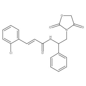 (E)-3-(2-chlorophenyl)-N-(2-(2,4-dioxooxazolidin-3-yl)-1-phenylethyl)acrylamide Structure