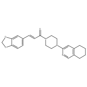 (E)-3-(benzo[d][1,3]dioxol-5-yl)-1-(4-(5,6,7,8-tetrahydrocinnolin-3-yl)piperazin-1-yl)prop-2-en-1-one结构式