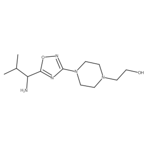 2-(4-{5-[(1R)-1-amino-2-methylpropyl]-1,2,4-oxadiazol-3-yl}piperazin-1-yl)ethan-1-ol结构式
