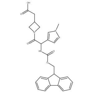 2-{1-[2-({[(9H-fluoren-9-yl)methoxy]carbonyl}amino)-2-(1-methyl-1H-pyrazol-4-yl)acetyl]azetidin-3-yl}acetic acid结构式