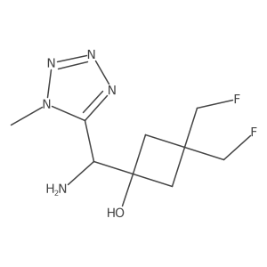 1-[amino(1-methyl-1H-1,2,3,4-tetrazol-5-yl)methyl]-3,3-bis(fluoromethyl)cyclobutan-1-ol结构式