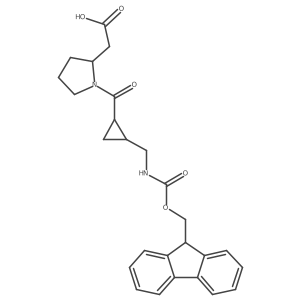 2-(1-{2-[({[(9H-fluoren-9-yl)methoxy]carbonyl}amino)methyl]cyclopropanecarbonyl}pyrrolidin-2-yl)acetic acid Structure