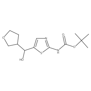 tert-Butyl (5-(hydroxy(tetrahydrofuran-3-yl)methyl)thiazol-2-yl)carbamate结构式