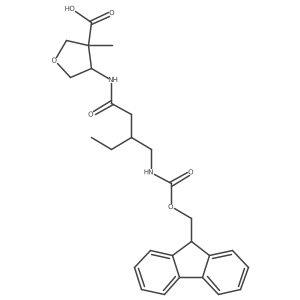 4-{3-[({[(9H-fluoren-9-yl)methoxy]carbonyl}amino)methyl]pentanamido}-3-methyloxolane-3-carboxylic acid Structure