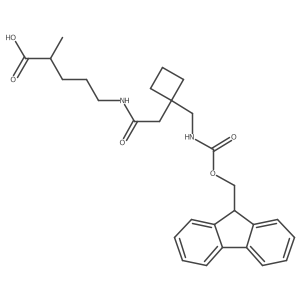 5-(2-{1-[({[(9H-fluoren-9-yl)methoxy]carbonyl}amino)methyl]cyclobutyl}acetamido)-2-methylpentanoic acid结构式