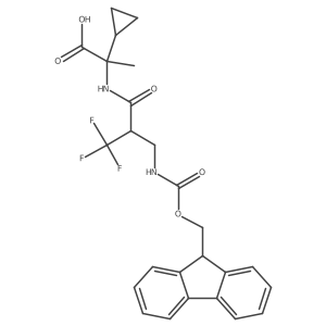 2-cyclopropyl-2-{2-[({[(9H-fluoren-9-yl)methoxy]carbonyl}amino)methyl]-3,3,3-trifluoropropanamido}propanoic acid结构式