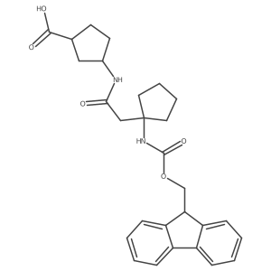 rac-(1R,3S)-3-{2-[1-({[(9H-fluoren-9-yl)methoxy]carbonyl}amino)cyclopentyl]acetamido}cyclopentane-1-carboxylic acid结构式