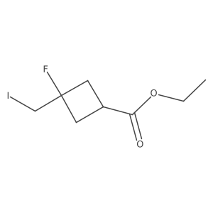Ethyl 3-fluoro-3-(iodomethyl)cyclobutane-1-carboxylate结构式