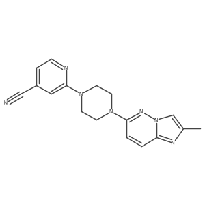 2-(4-{2-Methylimidazo[1,2-b]pyridazin-6-yl}piperazin-1-yl)pyridine-4-carbonitrile结构式