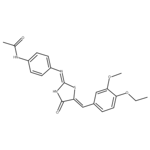 (Z)-N-(4-((5-(4-ethoxy-3-methoxybenzylidene)-4-oxo-4,5-dihydrothiazol-2-yl)amino)phenyl)acetamide结构式
