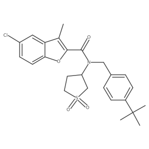 N-(4-tert-butylbenzyl)-5-chloro-N-(1,1-dioxidotetrahydrothiophen-3-yl)-3-methyl-1-benzofuran-2-carboxamide Structure