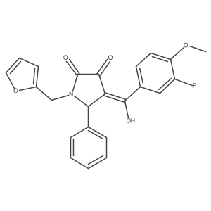 (4E)-4-[(3-fluoro-4-methoxyphenyl)-hydroxymethylidene]-1-(furan-2-ylmethyl)-5-phenylpyrrolidine-2,3-dione Structure