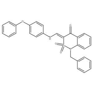 (3E)-1-benzyl-3-{[(4-phenoxyphenyl)amino]methylene}-1H-2,1-benzothiazin-4(3H)-one 2,2-dioxide结构式