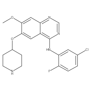 N-(5-chloro-2-fluorophenyl)-7-methoxy-6-(4-piperidinyloxy)-4-quinazolinamine结构式