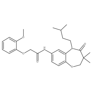 N-(5-isopentyl-3,3-dimethyl-4-oxo-2,3,4,5-tetrahydrobenzo[b][1,4]oxazepin-7-yl)-2-(2-methoxyphenoxy)acetamide结构式