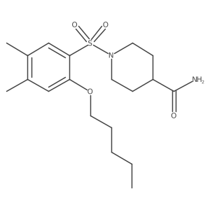 1-[4,5-Dimethyl-2-(pentyloxy)benzenesulfonyl]piperidine-4-carboxamide结构式