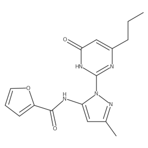 N-(3-methyl-1-(6-oxo-4-propyl-1,6-dihydropyrimidin-2-yl)-1H-pyrazol-5-yl)furan-2-carboxamide结构式