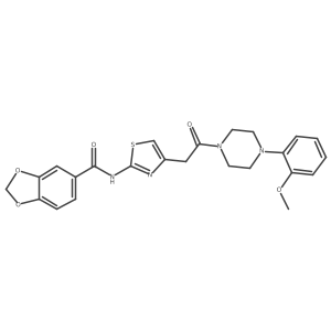 N-(4-(2-(4-(2-methoxyphenyl)piperazin-1-yl)-2-oxoethyl)thiazol-2-yl)benzo[d][1,3]dioxole-5-carboxamide结构式