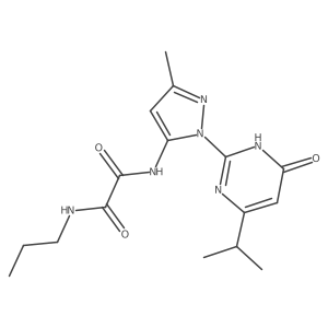 N1-(1-(4-isopropyl-6-oxo-1,6-dihydropyrimidin-2-yl)-3-methyl-1H-pyrazol-5-yl)-N2-propyloxalamide结构式