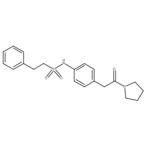 N-(4-(2-oxo-2-(pyrrolidin-1-yl)ethyl)phenyl)-2-phenylethanesulfonamide结构式