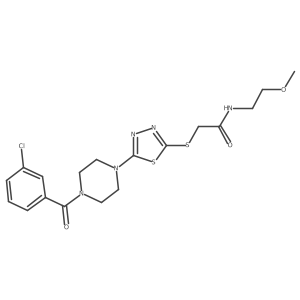 2-((5-(4-(3-chlorobenzoyl)piperazin-1-yl)-1,3,4-thiadiazol-2-yl)thio)-N-(2-methoxyethyl)acetamide Structure