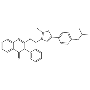 2-(((2-(4-isopropoxyphenyl)-5-methyloxazol-4-yl)methyl)thio)-3-phenylquinazolin-4(3H)-one Structure