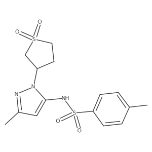 N-(1-(1,1-dioxidotetrahydrothiophen-3-yl)-3-methyl-1H-pyrazol-5-yl)-4-methylbenzenesulfonamide结构式