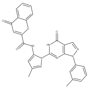 N-(3-methyl-1-(4-oxo-1-(m-tolyl)-4,5-dihydro-1H-pyrazolo[3,4-d]pyrimidin-6-yl)-1H-pyrazol-5-yl)-4-oxo-4H-chromene-2-carboxamide Structure