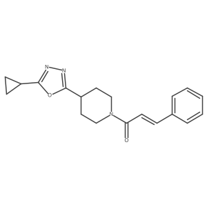(E)-1-(4-(5-cyclopropyl-1,3,4-oxadiazol-2-yl)piperidin-1-yl)-3-phenylprop-2-en-1-one结构式