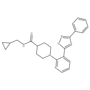 N-(cyclopropylmethyl)-1-[3-(3-phenyl-1,2,4-oxadiazol-5-yl)pyridin-2-yl]piperidine-4-carboxamide结构式